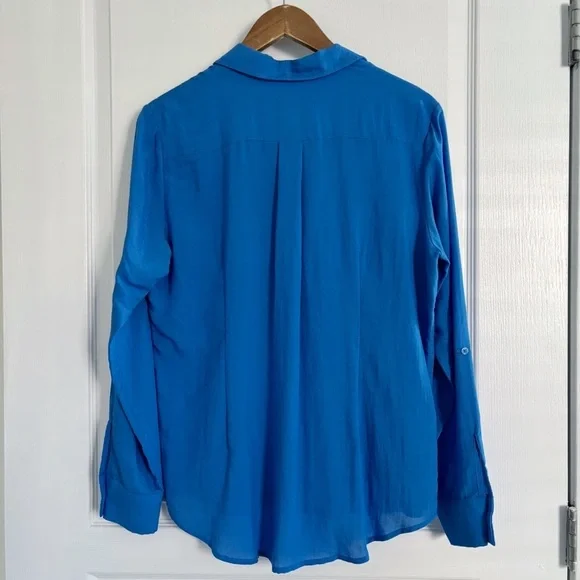 The Shirt Rochelle Behrens Mini The Pom Pom Button Front Shirt Large - Picture 4 of 7